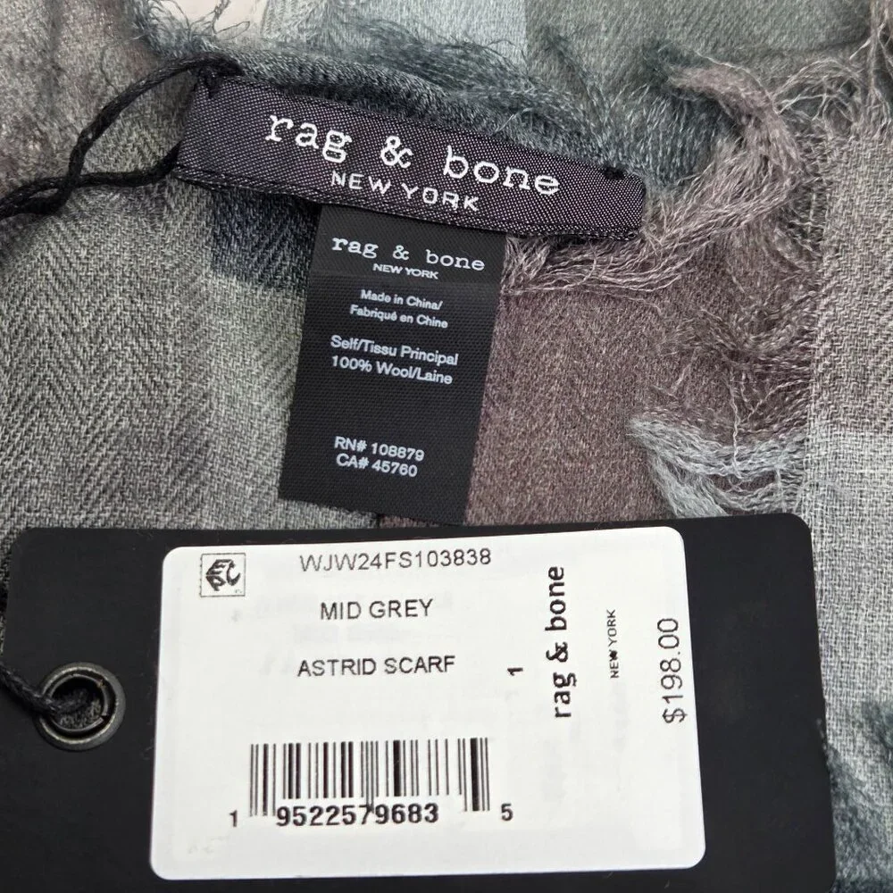 NWT rag + bone Women's Astrid Scarf Gray